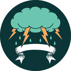 icon with banner of a storm cloud