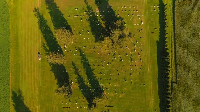 Birdes Eye view of old Gorham Cemetery. An old grave yard that with graves that date back to the the early America 1800s located in the country of New York State, USA
