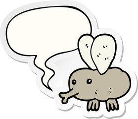 cartoon fly and speech bubble sticker