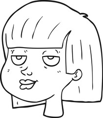 black and white cartoon female face