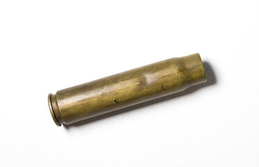 A spitfire 1942 20mm R.H cannon shell world war 2 empty used bullet casing. British aviation warplane ammunition. Iconic british historical history object.