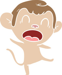 shouting flat color style cartoon monkey dancing