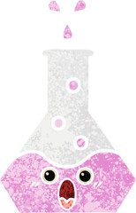 retro illustration style cartoon science beaker
