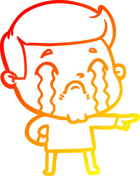 recommend clip art: warm gradient line drawing cartoon man crying
