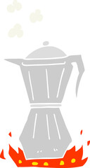 flat color illustration of a cartoon stovetop espresso maker