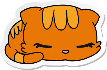 sticker cartoon kawaii cute sleeping kitten