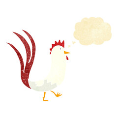 cartoon cockerel with thought bubble