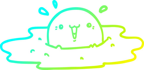 cold gradient line drawing cute cartoon fried egg