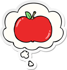 cartoon apple and thought bubble as a printed sticker