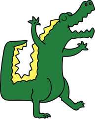 quirky hand drawn cartoon crocodile