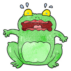 textured cartoon funny frightened frog