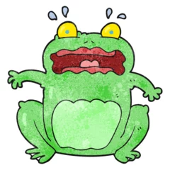 Fotobehang textured cartoon funny frightened frog © lineartestpilot