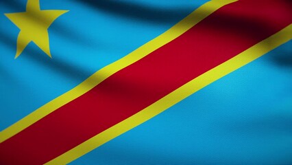 Democratic Republic of the Congo Flag 4K. Realistic Loop Waving with Highly Detailed Fabric.