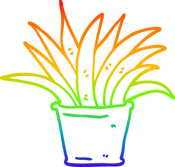rainbow gradient line drawing cartoon house plant