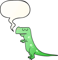 Fototapeta premium cartoon dinosaur and speech bubble in smooth gradient style