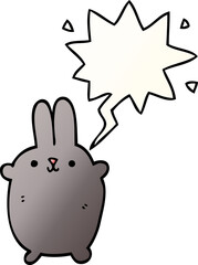 cartoon rabbit and speech bubble in smooth gradient style