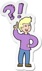 sticker of a cartoon man asking question