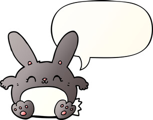 cartoon rabbit and speech bubble in smooth gradient style