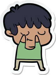 sticker of a happy cartoon boy