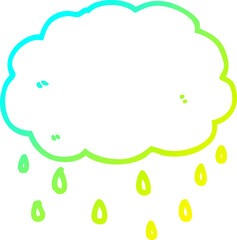 cold gradient line drawing cartoon rain cloud