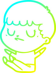 cold gradient line drawing cartoon grumpy boy
