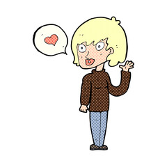 cartoon woman in love