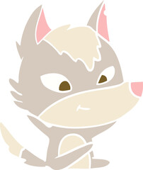 friendly flat color style cartoon wolf