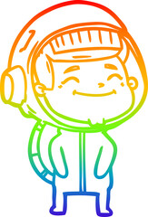Obraz premium rainbow gradient line drawing happy cartoon astronaut