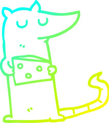 cold gradient line drawing cartoon mouse with cheese
