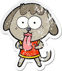 distressed sticker of a cute cartoon dog