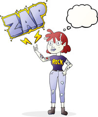 thought bubble cartoon alien rock fan girl