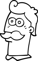line drawing cartoon man with moustache