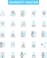 Obraz premium Diversity avatar vector line icons set. Different, Avatar, Variety, Inclusion, Plurality, Diversity, Panoply illustration outline concept symbols and signs