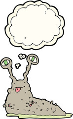cartoon gross slug with thought bubble