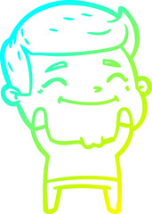cold gradient line drawing happy cartoon man
