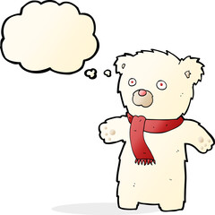 cartoon cute polar bear with thought bubble