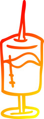 warm gradient line drawing cartoon of an injection