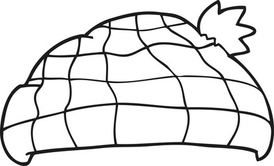 black and white cartoon checked hat