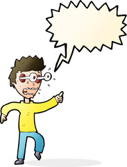 cartoon man with popping out eyes with speech bubble