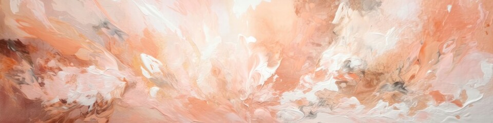 Peach And White Abstract Painting Background Texture  Panoramic Banner. Generative AI