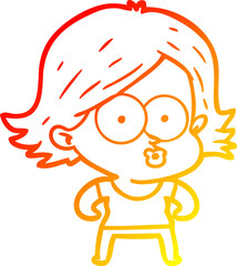 warm gradient line drawing cartoon girl pouting