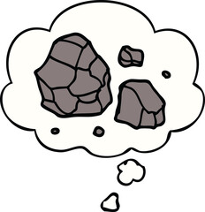 cartoon rocks and thought bubble