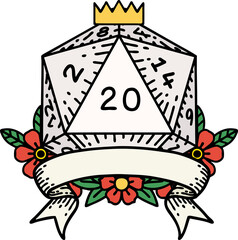 natural 20 critical hit D20 dice roll illustration