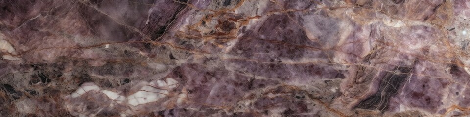 Plum Marble Stone Texture Panoramic Banner. Generative AI