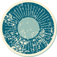 distressed sticker tattoo style icon of a sun