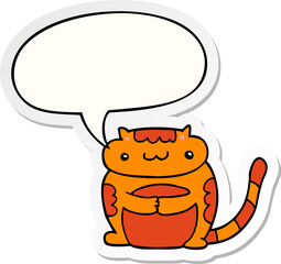 cute cartoon cat and speech bubble sticker
