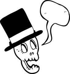 speech bubble cartoon skull wearing top hat
