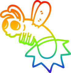 rainbow gradient line drawing cartoon lightning bug