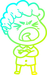 cold gradient line drawing cartoon furious man