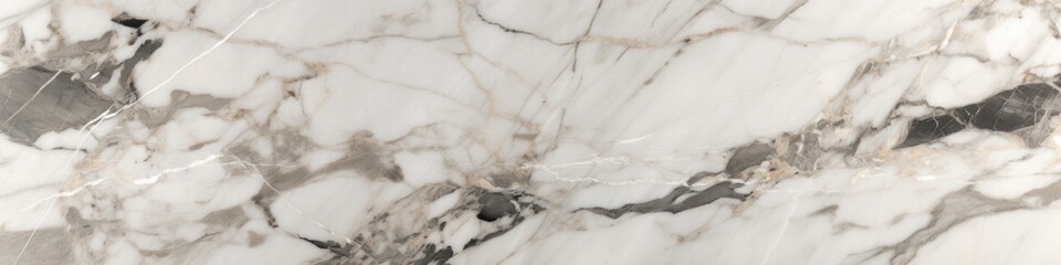 White Marble Stone Texture Panoramic Banner. Generative AI
